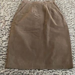 Mid length suede leather skirt